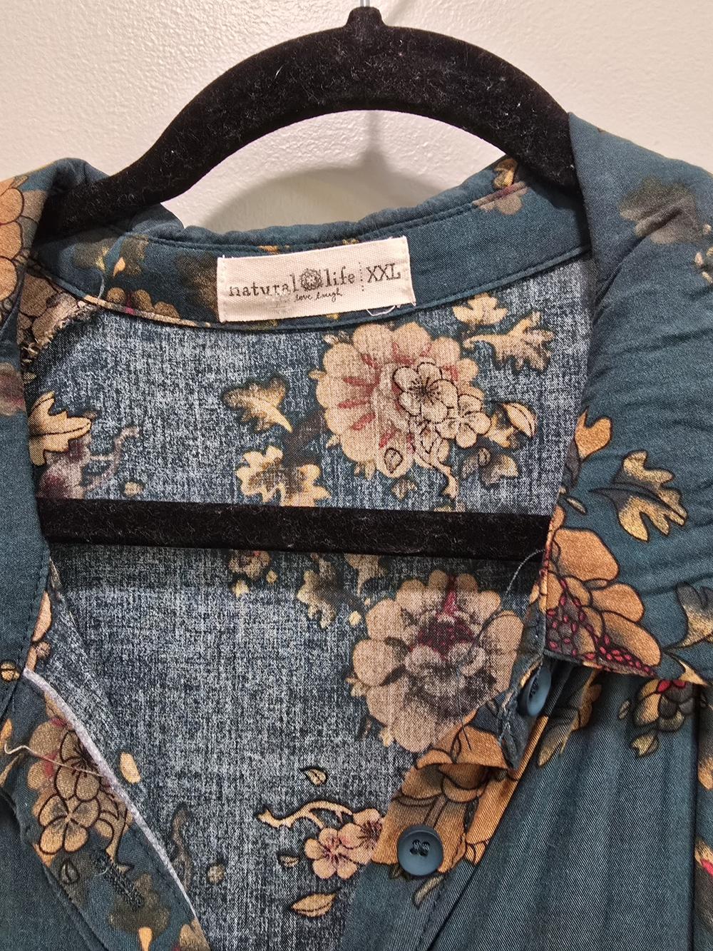 NATURAL LIFE Teal Floral Maxi Dress -Button-Front - Picture 4 of 6